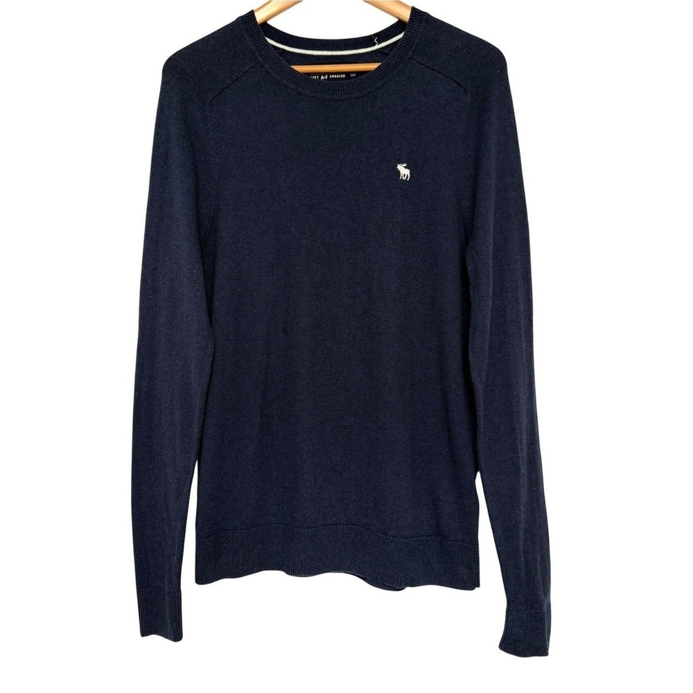 Abercrombie & Fitch‎ Crew Neck Sweater Soft AF Cotton Cashmere Mens Size L Blue